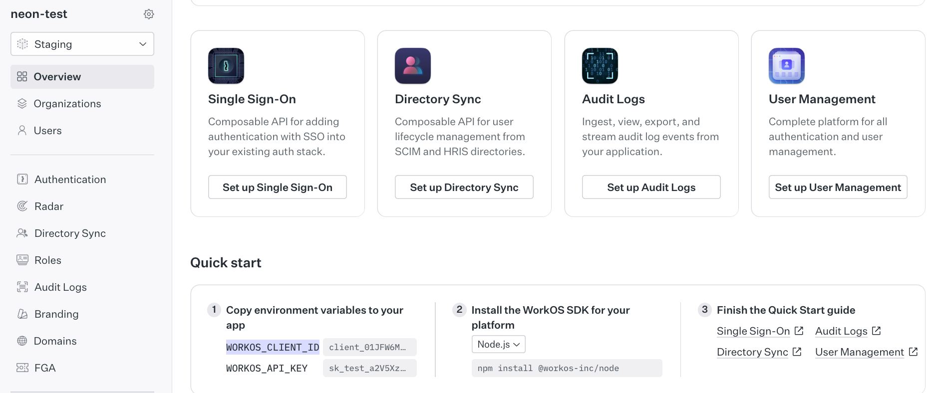 WorkOS Overview Page